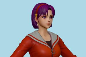 KOF Athena King-of-Fighters, kof, woman, female, people, human, xna, characters, rigged
